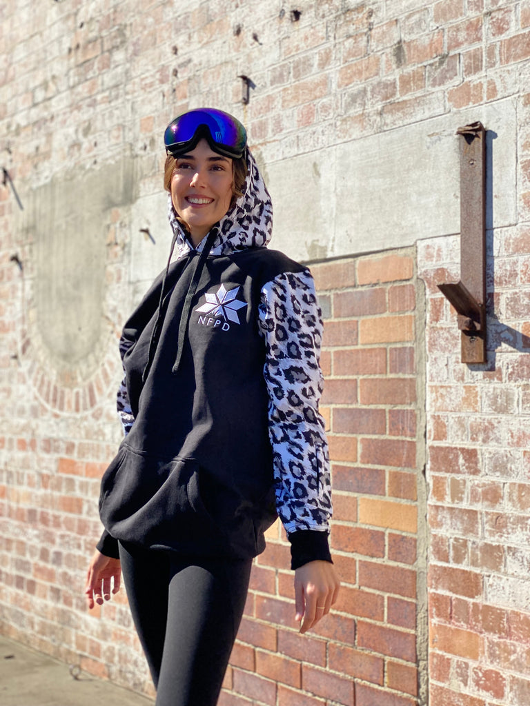 Ski Snowboard Black Leopard NFPD Tall Snow Hoodie - Unisex