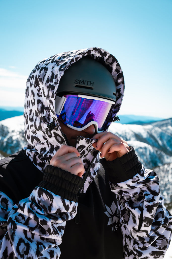 Ski Snowboard Jackets Waterproof Pullover Black Leopard NFPD Jacket - Unisex