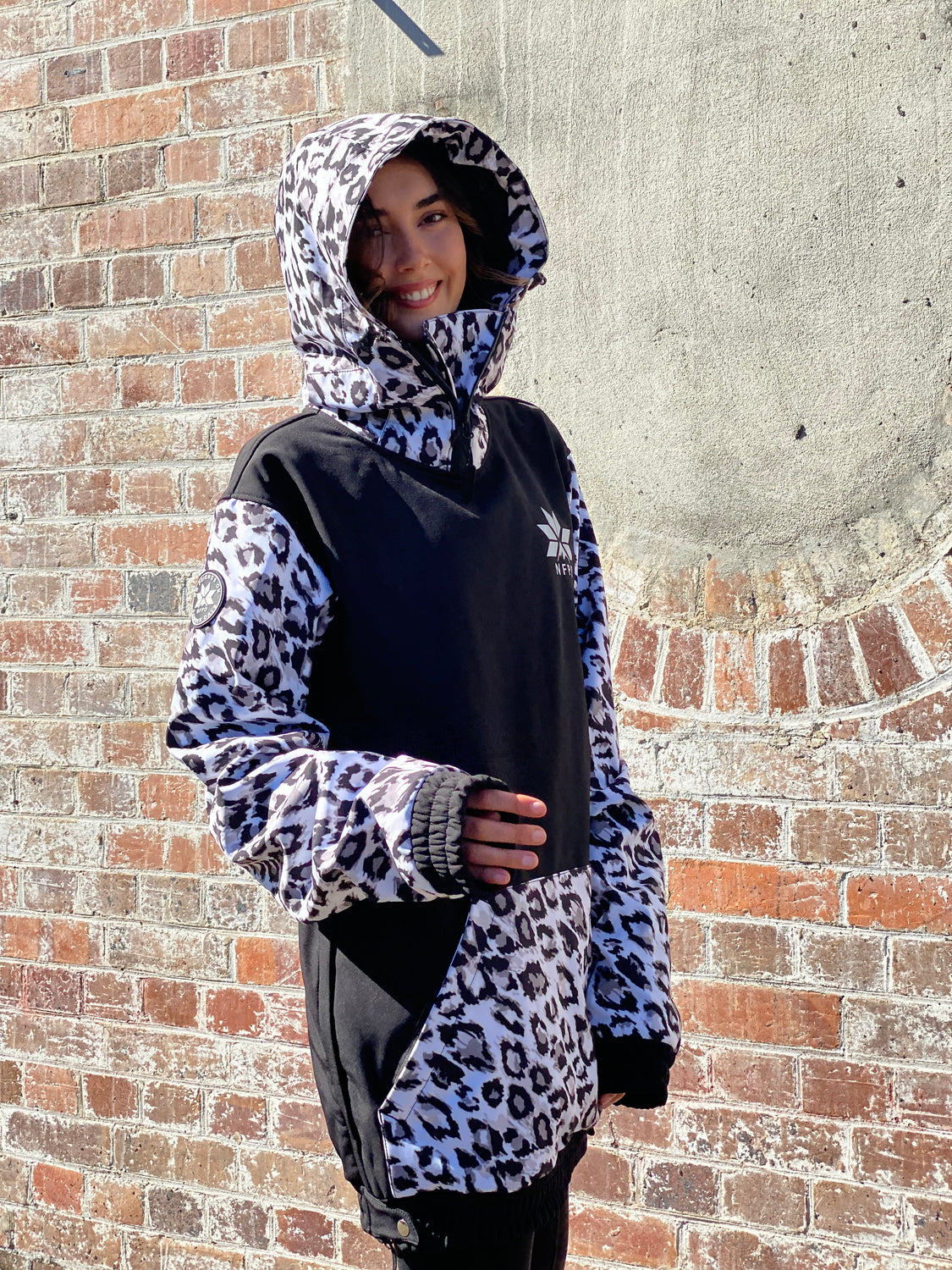 Ski Snowboard Jackets Waterproof Pullover Black Leopard NFPD Jacket - Unisex