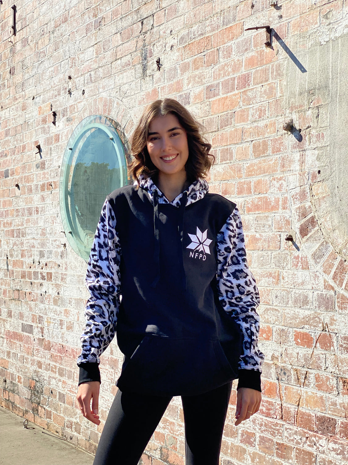 Ski Snowboard Black Leopard NFPD Tall Snow Hoodie - Unisex