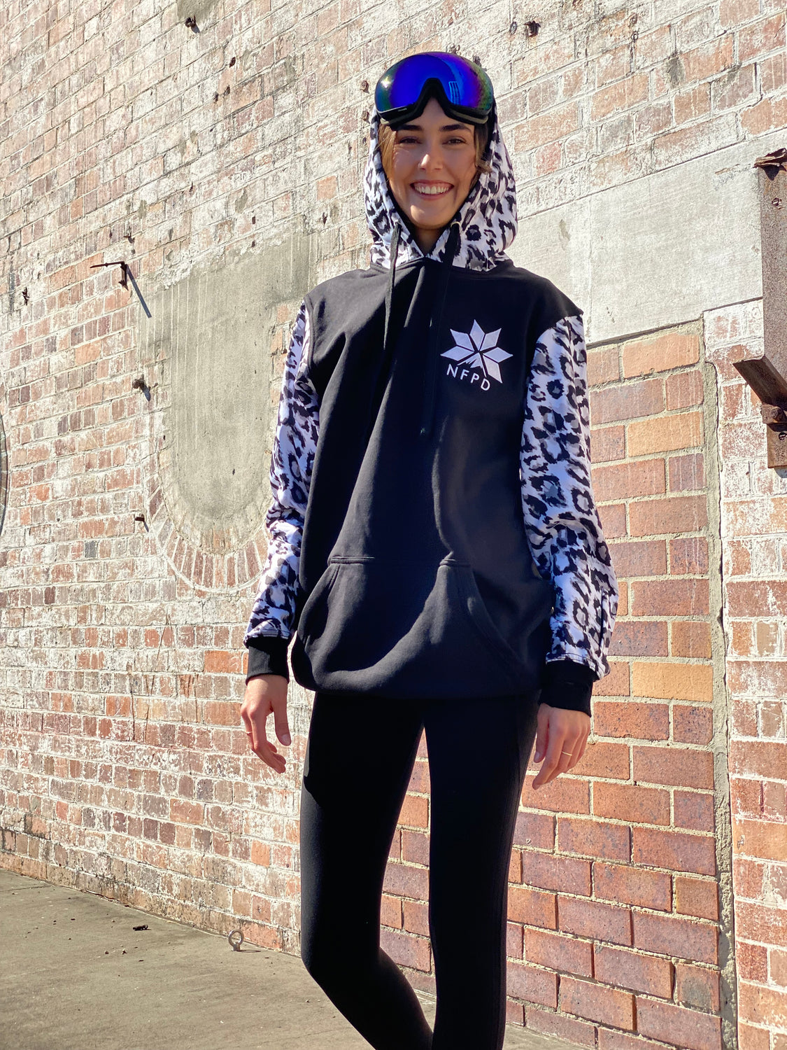 Ski Snowboard Black Leopard NFPD Tall Snow Hoodie - Unisex
