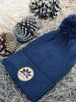 Navy Pom Pom Beanie