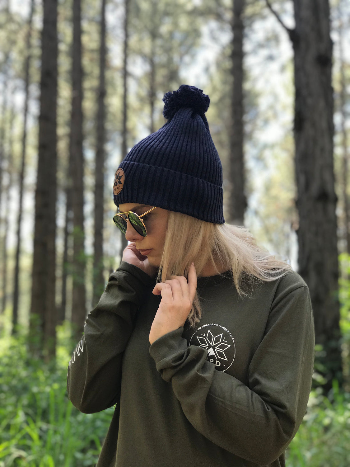 Navy Pom Pom Beanie