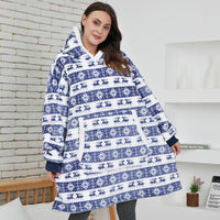 Cozy Hoodie Blanket Blue Deer - Unisex