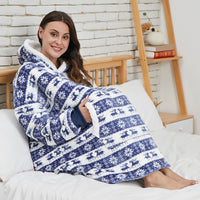 Cozy Hoodie Blanket Blue Deer - Unisex