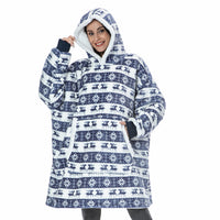 Cozy Hoodie Blanket Blue Deer - Unisex