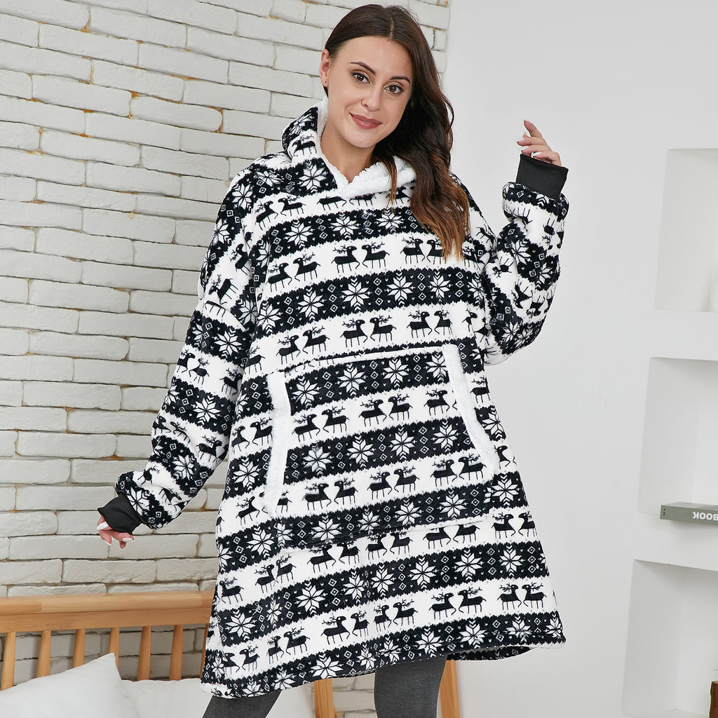 Manta con capucha acogedora de ciervo negro - Unisex