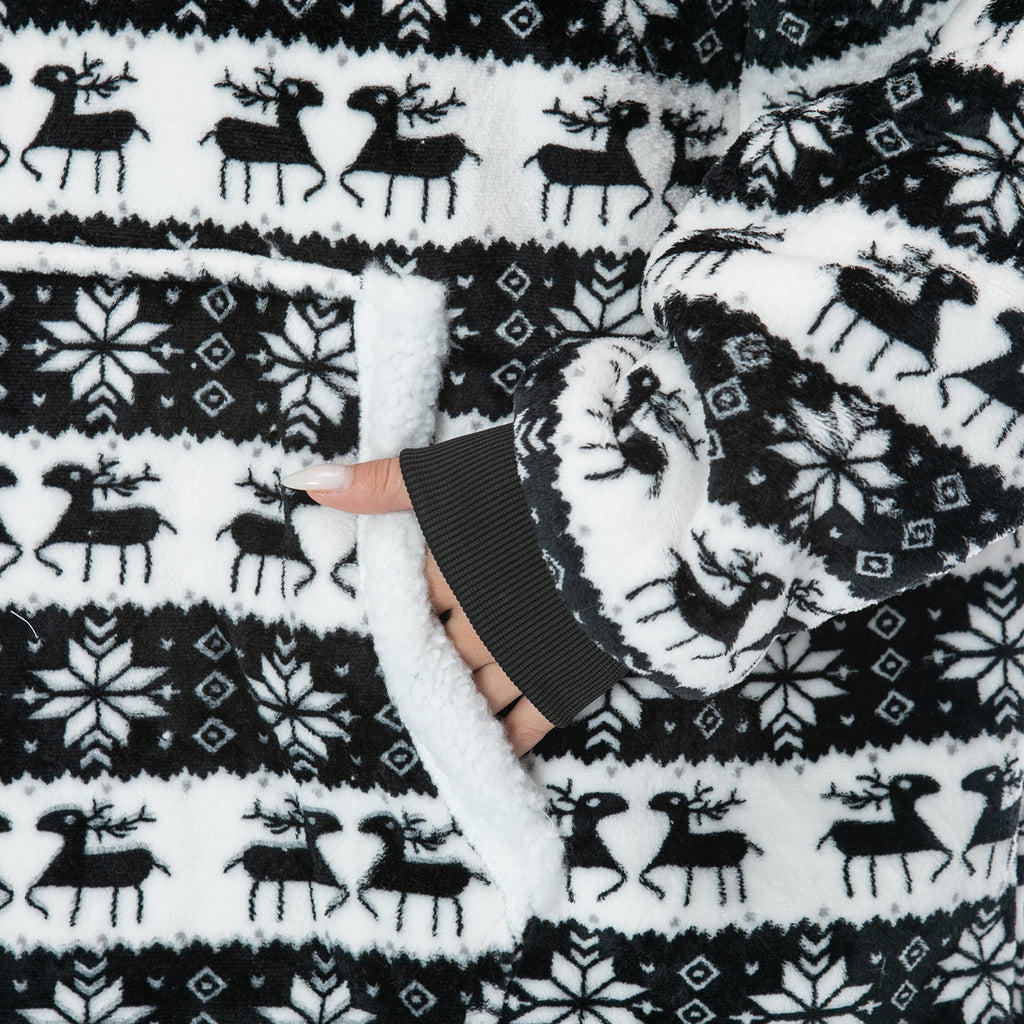 Manta con capucha acogedora de ciervo negro - Unisex