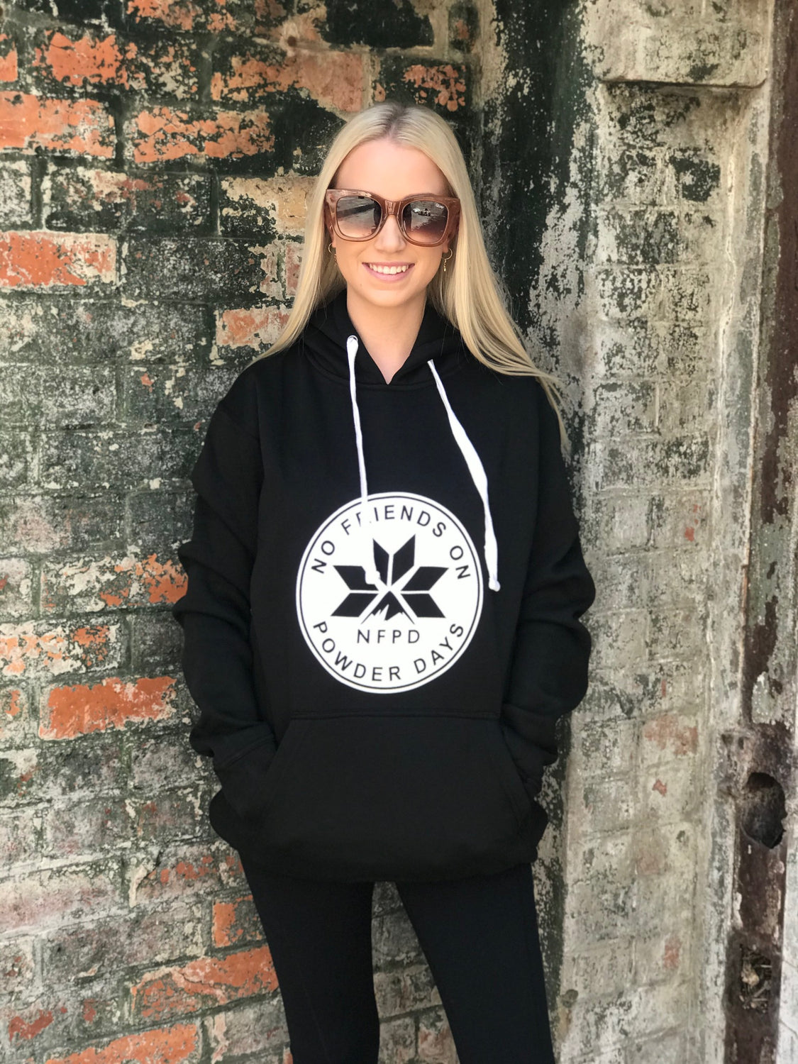Sudadera con capucha para nieve unisex, con logotipo circular blanco de la NFPD y logotipo frontal para esquí/snowboard.