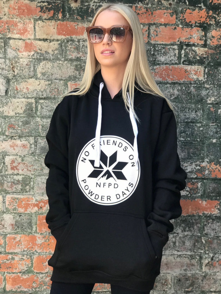 Sudadera con capucha para nieve unisex, con logotipo circular blanco de la NFPD y logotipo frontal para esquí/snowboard.