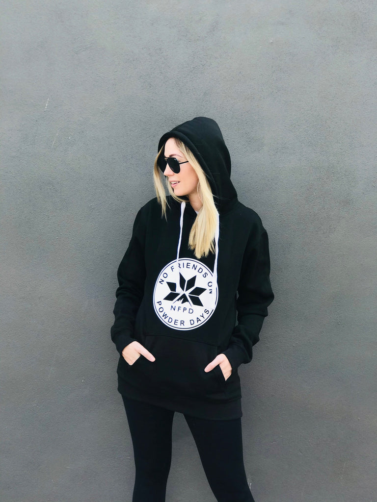 Sudadera con capucha para nieve unisex, con logotipo circular blanco de la NFPD y logotipo frontal para esquí/snowboard.