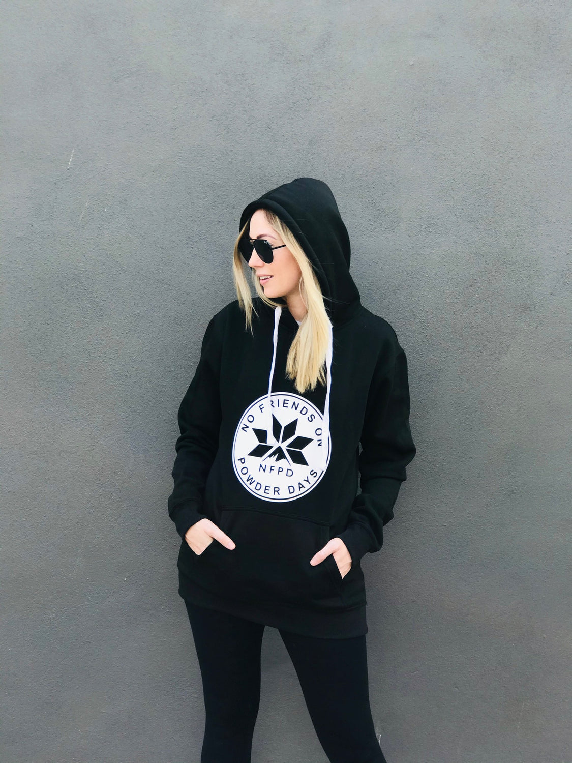 Sudadera con capucha para nieve unisex, con logotipo circular blanco de la NFPD y logotipo frontal para esquí/snowboard.