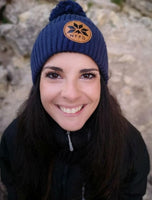 Navy Pom Pom Beanie