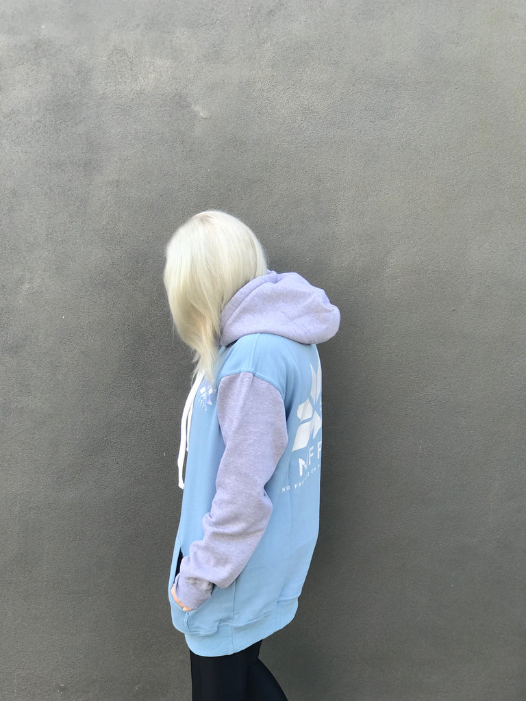 Ski/Snowboard Baby Blue & Grey Tall Snow Hoodie  - Unisex