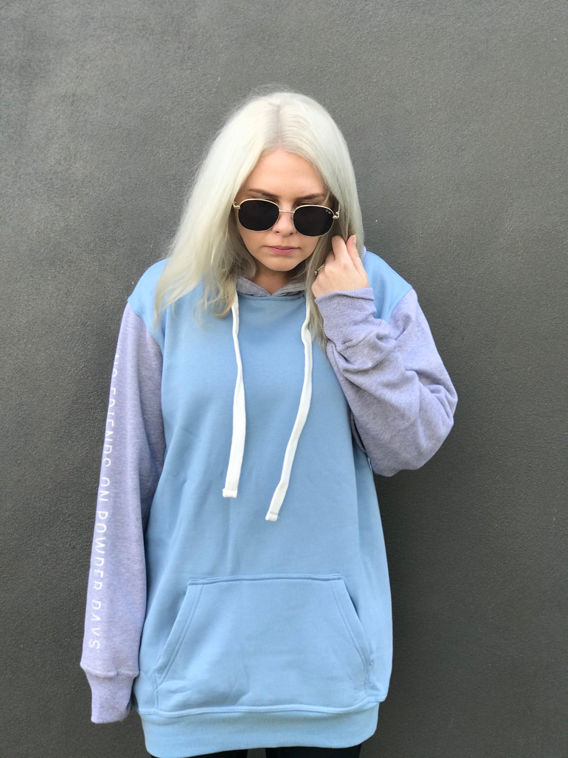 Ski/Snowboard Baby Blue & Grey Tall Snow Hoodie  - Unisex