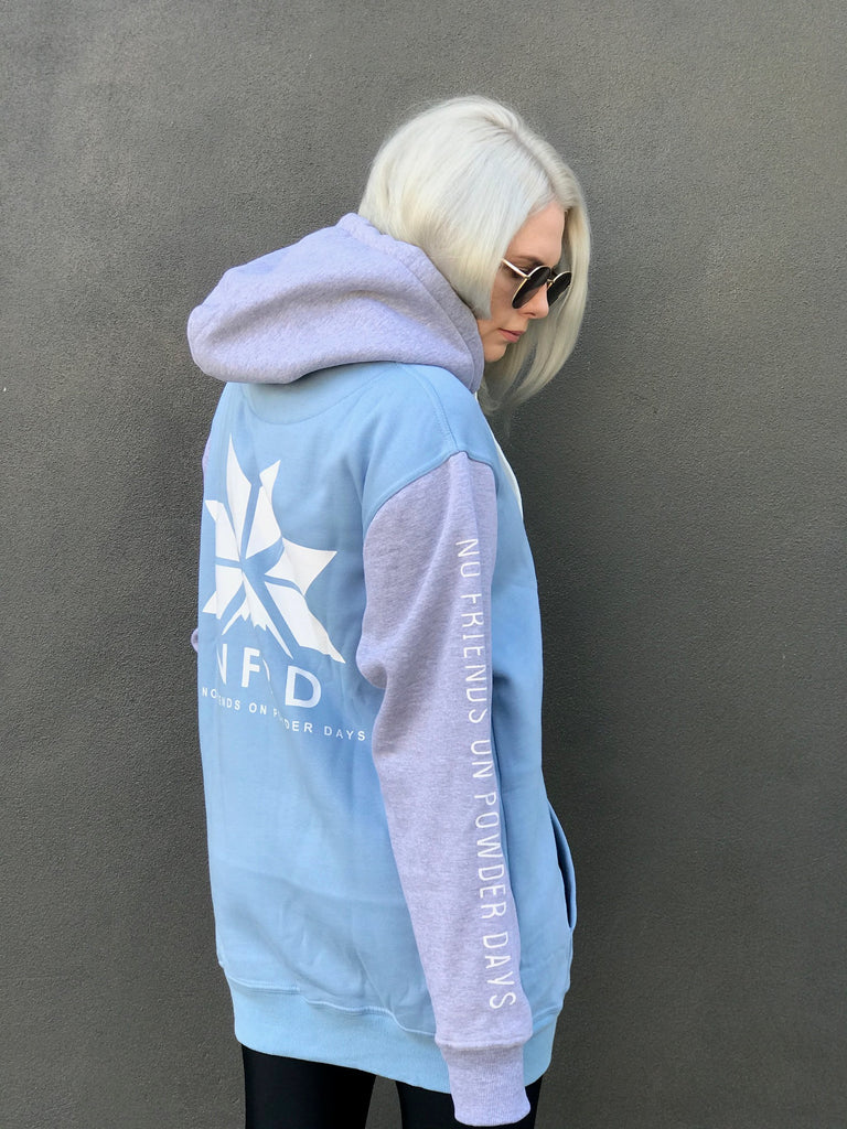 Ski/Snowboard Baby Blue & Grey Tall Snow Hoodie  - Unisex