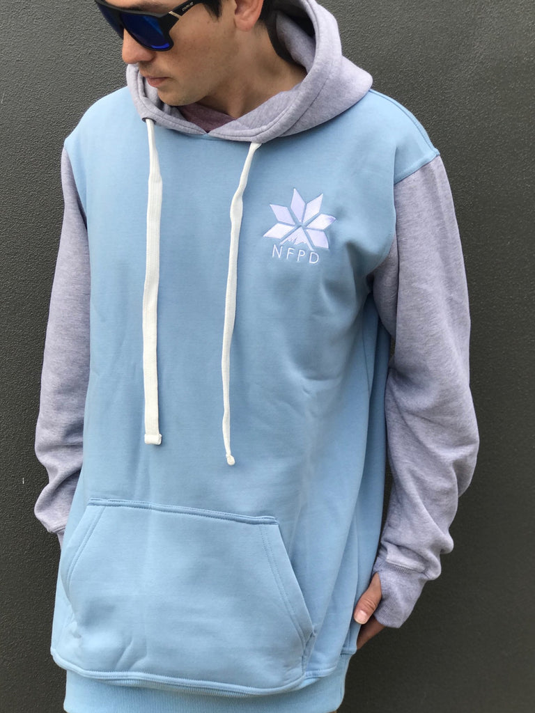 Ski/Snowboard Baby Blue & Grey Tall Snow Hoodie  - Unisex