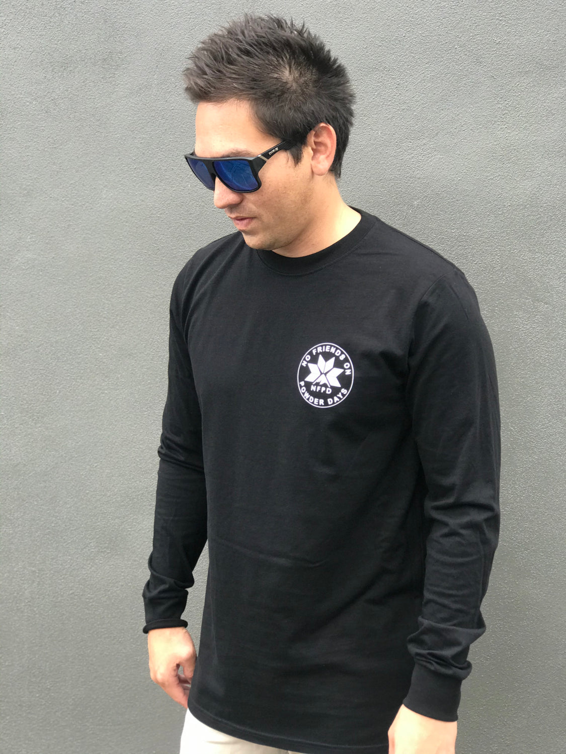 Camiseta de manga larga de algodón orgánico NFPD CIRCLE negra - Unisex