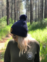 Navy Pom Pom Beanie