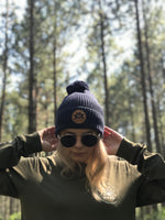 Navy Pom Pom Beanie