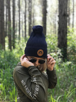 Navy Pom Pom Beanie