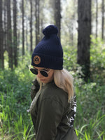 Navy Pom Pom Beanie