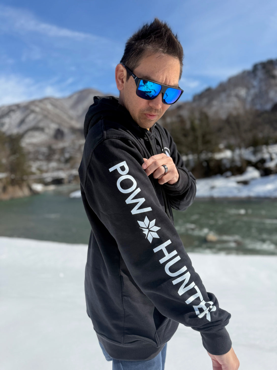Ski Snowboard Tall Pow Hunter Riding Snow Hoodie - Unisex