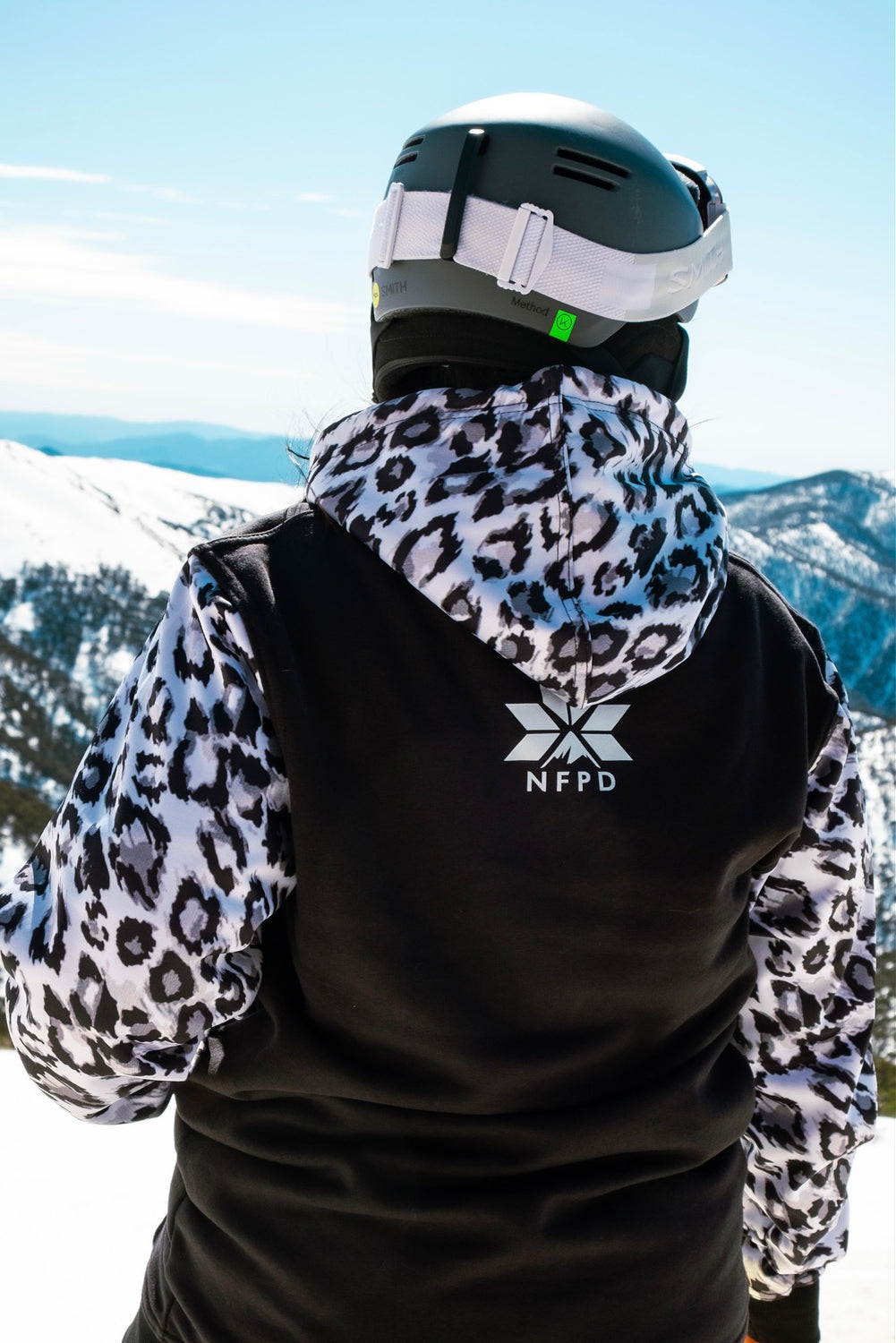 Ski Snowboard Black Leopard NFPD Tall Snow Hoodie - Unisex