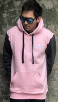 Sudadera con capucha alta rosa bebé y negra - Unisex