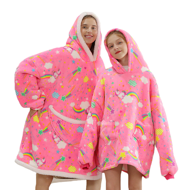 Cozy Hoodie Blanket Pink Unicorn - Unisex