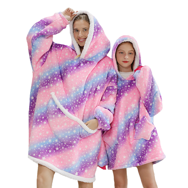 Cozy Hoodie Blanket Purple Stars - Unisex - Kids